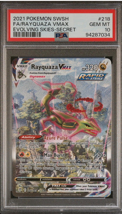 2021 Evolving Skies Rayquaza Vmax PSA 10