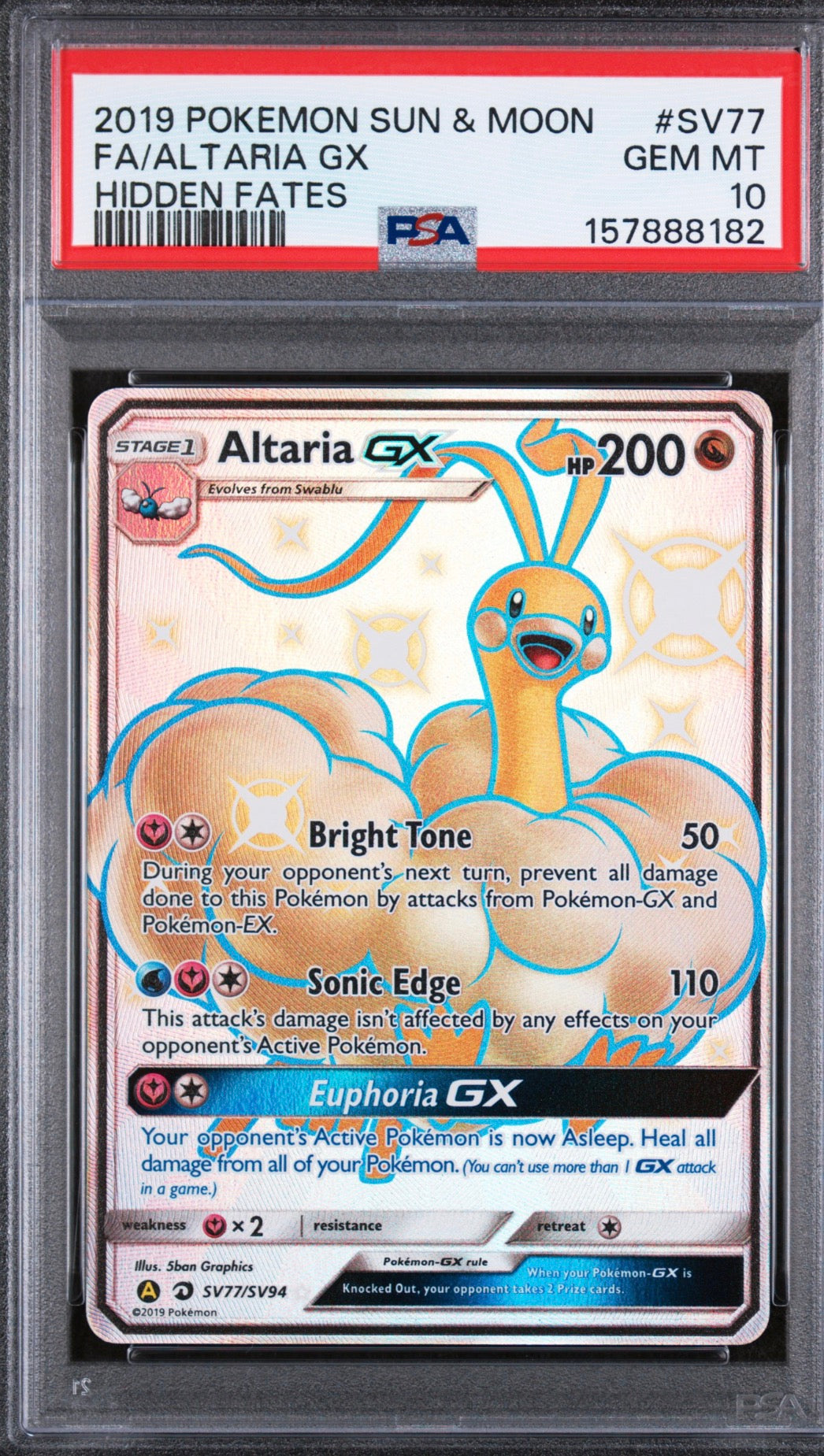 2019 Hidden Fates Altaria GX PSA 10