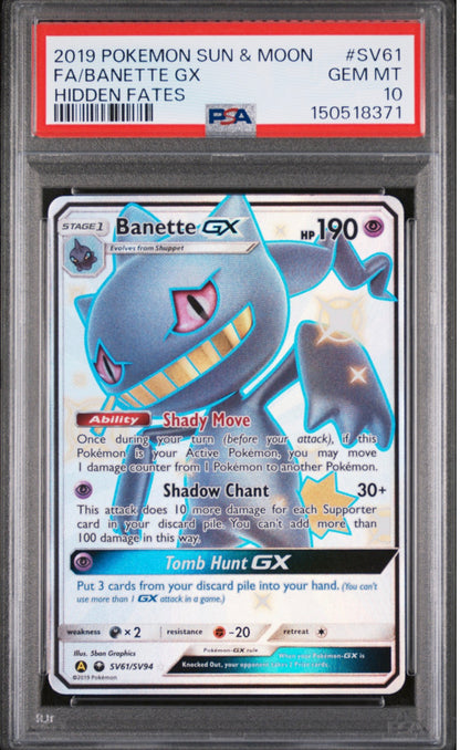 2019 Hidden Fates Banette GX PSA 10